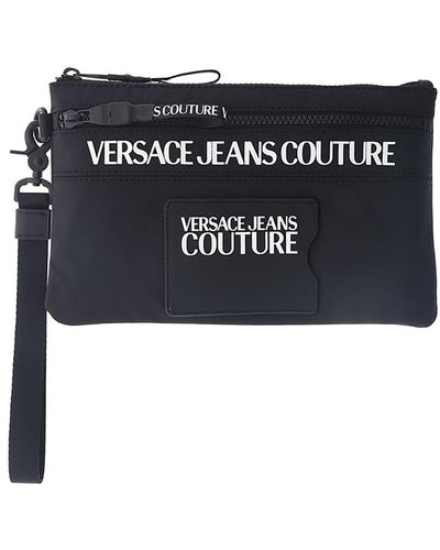 Versace Jeans Couture Fabric Pouch With Logo Detail - Black