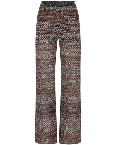 Missoni Sequin Embellished Flared Knitted Pants - Gray