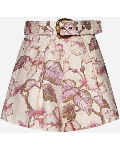 Zimmermann Matchmaker Print Linen Shorts - Pink