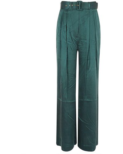 Zimmermann Silk Tuck Pant - Green