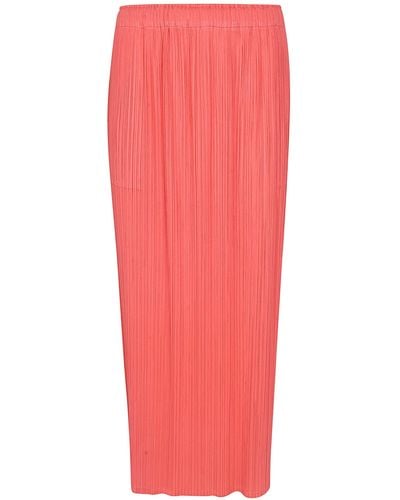 Pleats Please Issey Miyake Pleated Long Skirt - Red