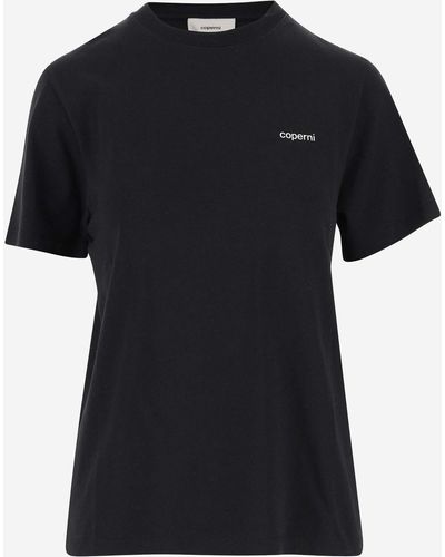 Coperni Cotton T-Shirt With Logo - Black