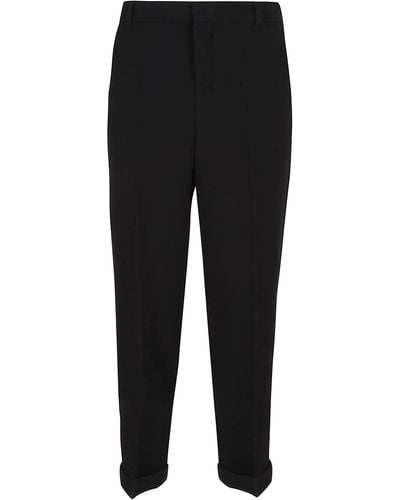 Balmain Double Wool Crepe Straight Pants - Black