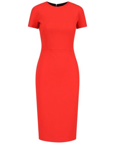 Victoria Beckham Fitted Midi T-Shirt Dress - Red