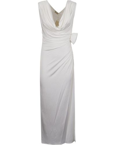 Magda Butrym V-Neck Button-Sided Sleeveless Long Dress - White