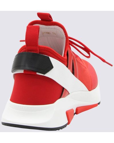 Tom Ford Canvas, And Leather Alcantara Trainers - Red