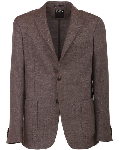 ZEGNA Single-breasted Jacket - Brown