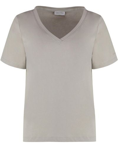 Calvin Klein V-Neck Cotton T-Shirt - Gray