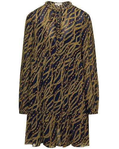 MICHAEL Michael Kors Multicolor Mini-dress With All-over Chain Print And Chain Detail In Polyester Blend - Blue
