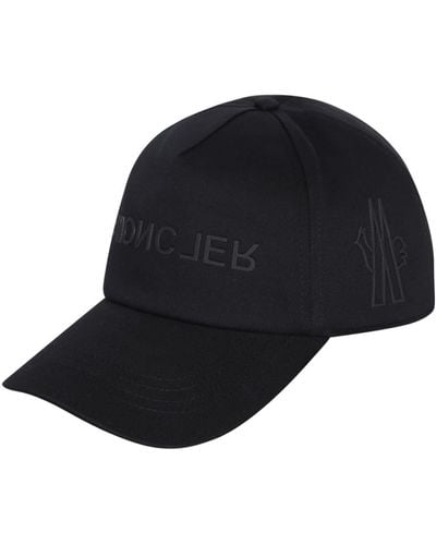 3 MONCLER GRENOBLE Black Baseball Hat With Embossed Logo - Blue
