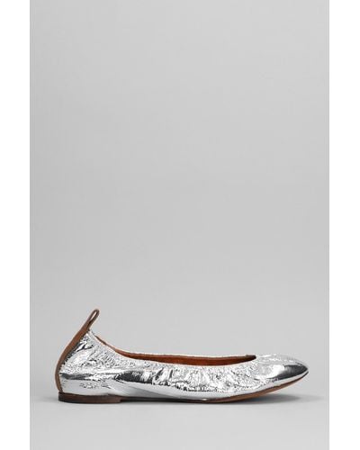 Lanvin Ballet Flats In Silver Leather - White