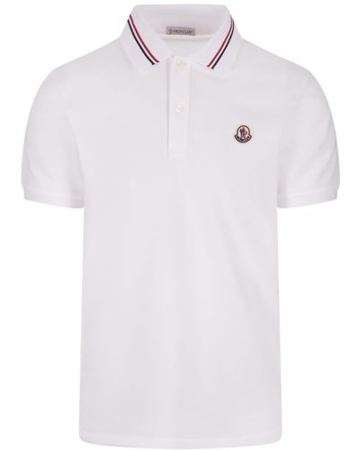 Moncler Polo Shirt With Iconic Felt Logo - White