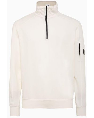 C.P. Company C.P Company Light Fleece Zipped Sweatshirt - White