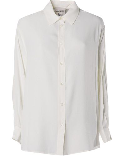 Semicouture Cream Silk Crepe Shirt - White