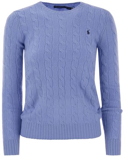 Polo Ralph Lauren New Litchfield Wool And Cashmere Braided Jumper - Blue