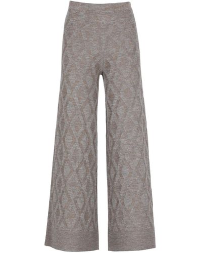 D.exterior Wool Palazzo Trousers - Grey