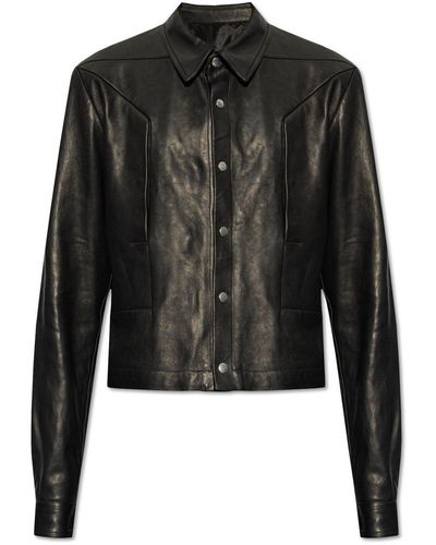 Rick Owens 'alice' Leather Jacket, - Black