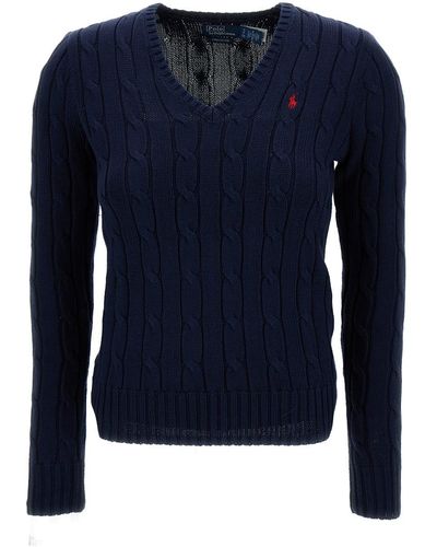 Polo Ralph Lauren 'Kimberly' Cable-Knit Pullover With Pony Embroi - Blue