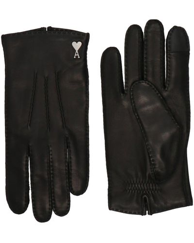 Ami Paris De Coeur Slip-On Gloves - Black