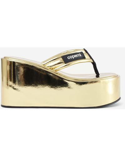 Coperni Metallic Branded Wedge Sandals