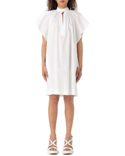 Max Mara Studio Ruffled Short-Sleeved Dress - White