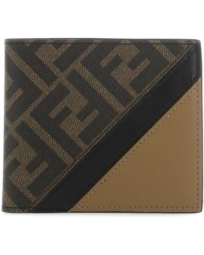 Fendi Fabric And Leather Wallet - Black