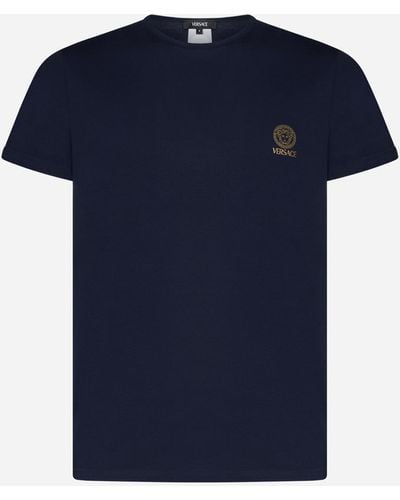 Versace Logo Cotton T-shirt - Blue
