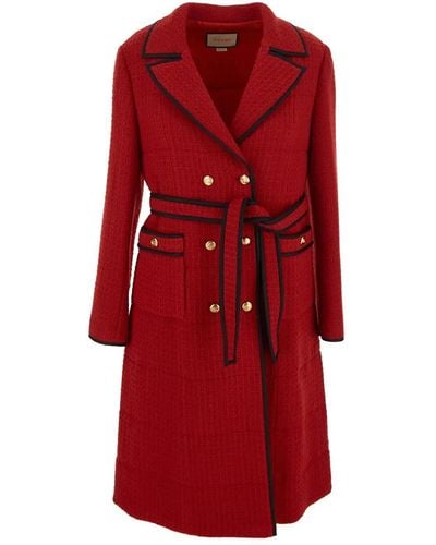 Gucci Wool Doulbe-breasted Coat - Red