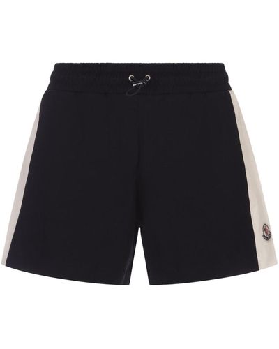 Moncler Navy Blue And White Jersey Shorts