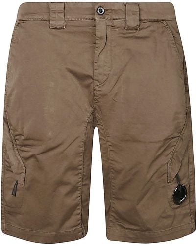 C.P. Company Satin Stretch Cargo Shorts - Brown