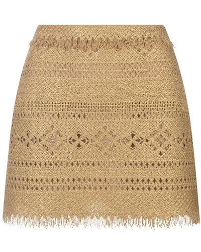 Ermanno Scervino Macramé Lace Mini Skirt - Natural