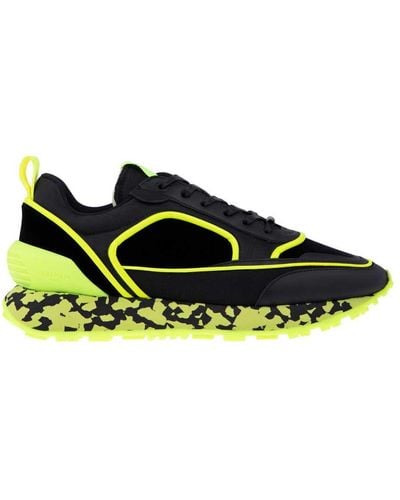 Balmain Velvet, Nylon And Mesh Racer Low-top Sneakers Black/fluorescent Greenym1vi305tvnh
