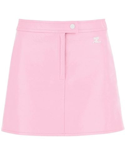 Courreges Coated Cotton Mini Skirt - Pink