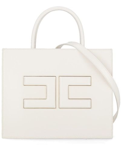 Elisabetta Franchi Shopping Bag With Logo - White