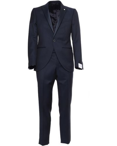 Luigi Bianchi Satin Suit - Blue