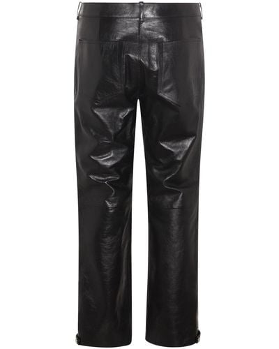 Alexander McQueen Leather Biker Trousers - Grey