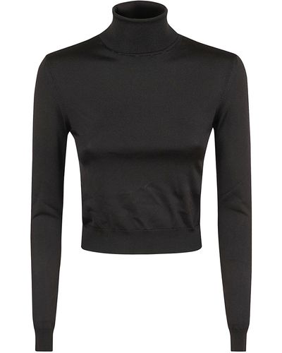 Ralph Lauren Collection Roll-neck Cropped Knitted Sweater - Black