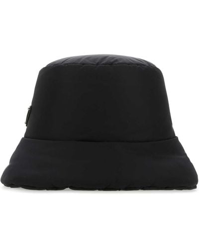 Prada Re-nylon Logo-plaque Bucket Hat - Black