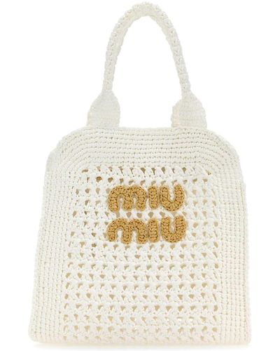 Miu Miu Crochet Handbag - White