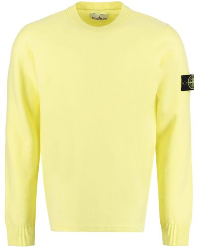 Stone Island Wool-blend Crew-neck Sweater - Yellow
