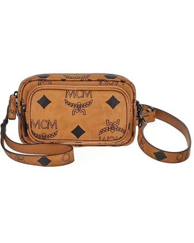 MCM Mini Aren Maxi Visetos Crossbody Bag - Brown