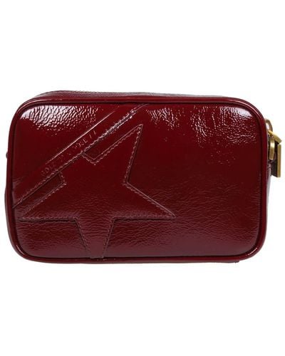 Golden Goose Mini Star Bag In Glossy Bordeaux Leather - Red