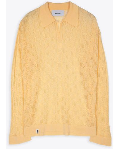 Bonsai Oversized Knit Polo Peach-coloured Knitted Polo Shirt - Knitted Polo - Natural