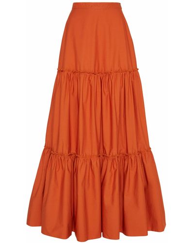 Amotea Charlotte Long Skirt In Poplin - Orange