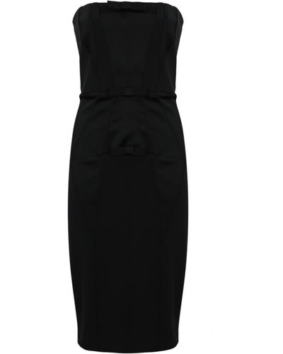 Elisabetta Franchi Crepe Dress With Satin Bows - Black