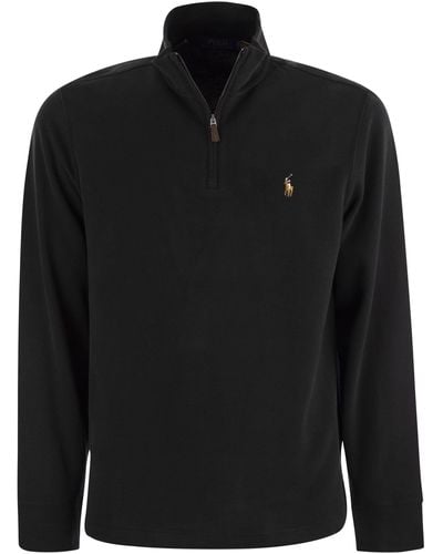 Polo Ralph Lauren Ribbed Pullover With Zip - Black