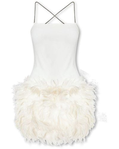 The Attico Fujiko Feather-trimmed Minidress - White
