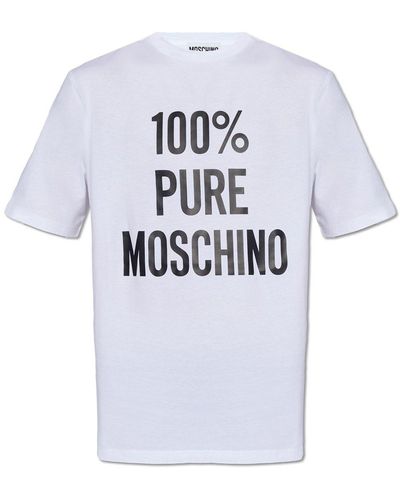 Moschino Slogan Printed Crewneck T-Shirt - White