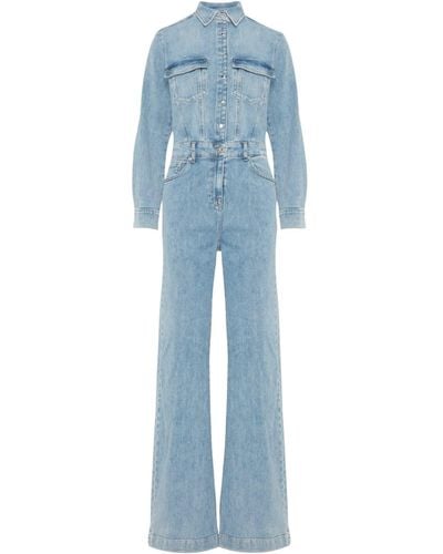 7 For All Mankind Luxe Jumpsuit Morning Sky - Blue