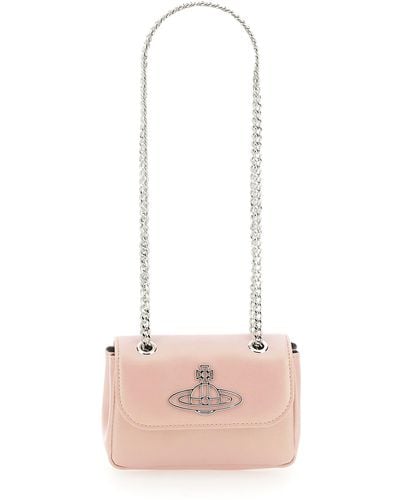Vivienne Westwood Orb Small Leather Bag With Chain - Pink